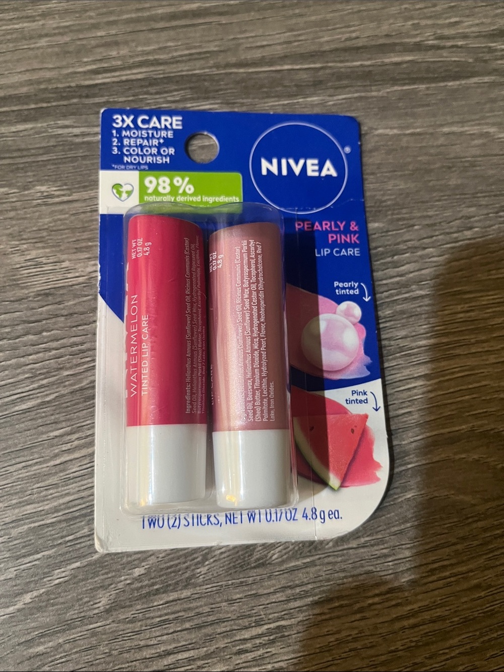 Nivea Pearly & Pink Tinted Lip Care Duo - Watermelon Pink